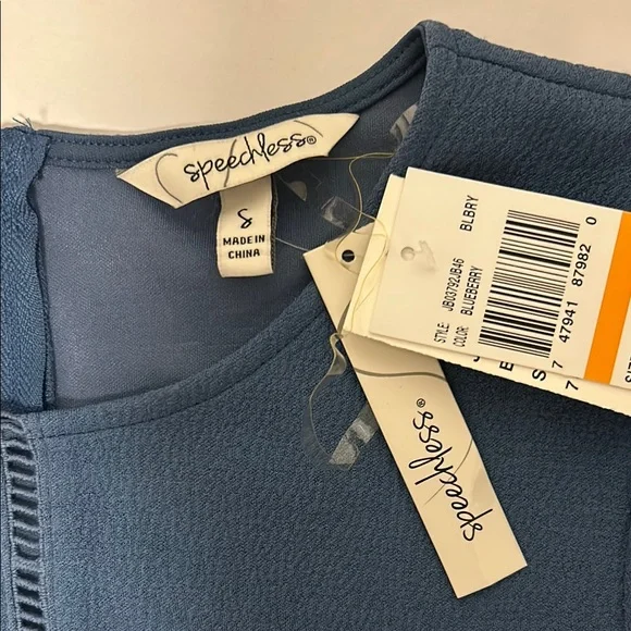 Speechless Blue Ruffled Mini Dress Fit and Flare - Picture 4 of 5